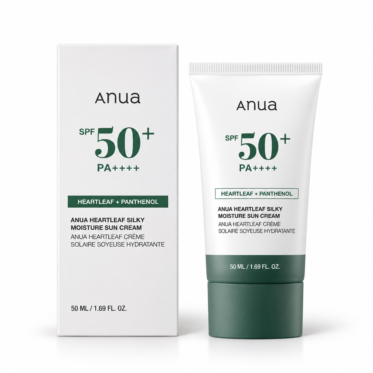 ANUA Heartleaf + Panthenol Silky Moisture Mild Sunscreen SPF50+ 50ml
