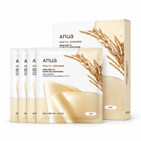 ANUA Rice 70 + Ceramide Glow Collagen Mask 38g*4EA