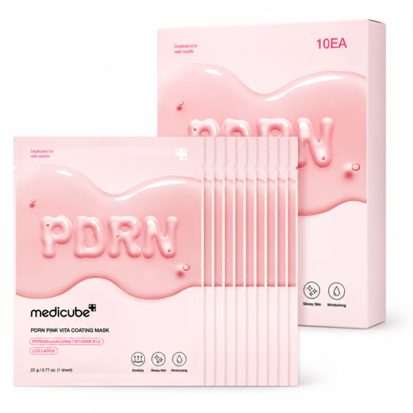 Medicube PDRN Pink Vita Coating Mask 10-Pack with PDRN, Vitamin B12 and collagen helps hydrate, smooth and support glowing-looking skin. Medicube PDRN Pink Vita Coating Mask 10-Pack with PDRN, Vitamin B12 and collagen helps hydrate, smooth and support glowing-looking skin.